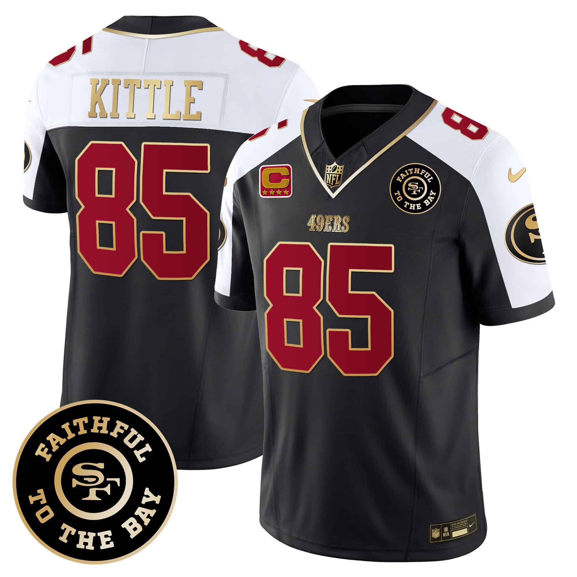 Men San Francisco 49ers 85 Kittle Black 2024 Nike Faithful To The Bay Patch Vapor Limited NFL Jersey